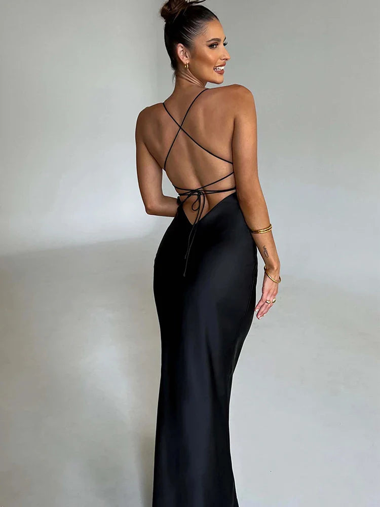 Backless Silk Bodycon Gown