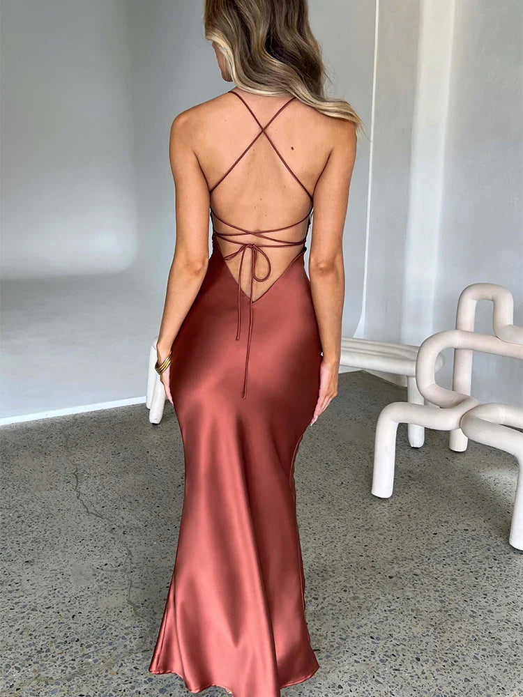 Backless Silk Bodycon Gown