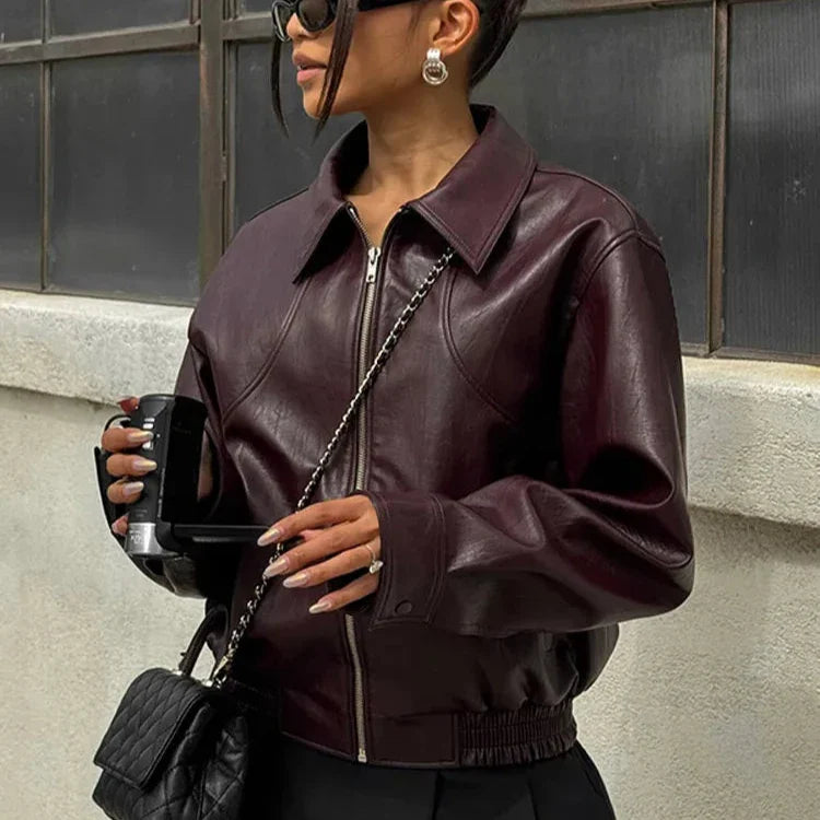 Vintage Zipper Leather Jacket